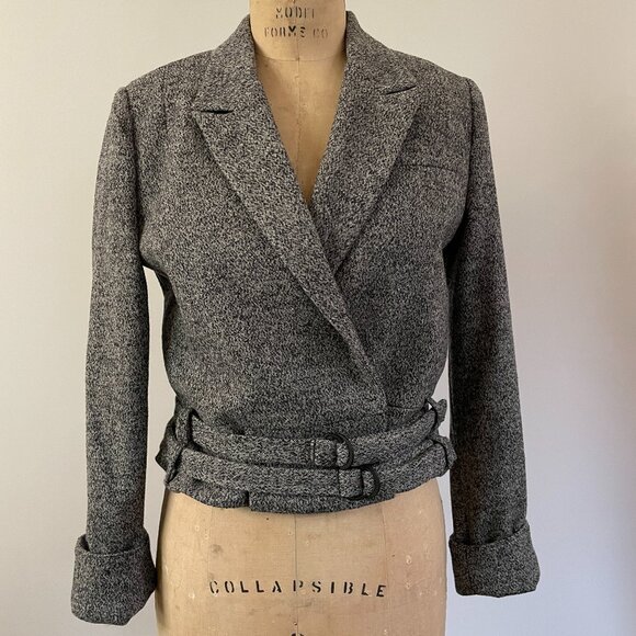 Shipley Halmos Barney's Wool Salt Pepper Blazer Fully Lined Designer Wool Tweed - Picture 1 of 13